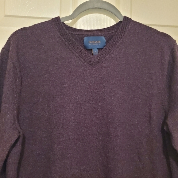 Fairlane Men's Sweater 100% Merino Wool V Neck long Sleeve Size XL - Picture 2 of 8